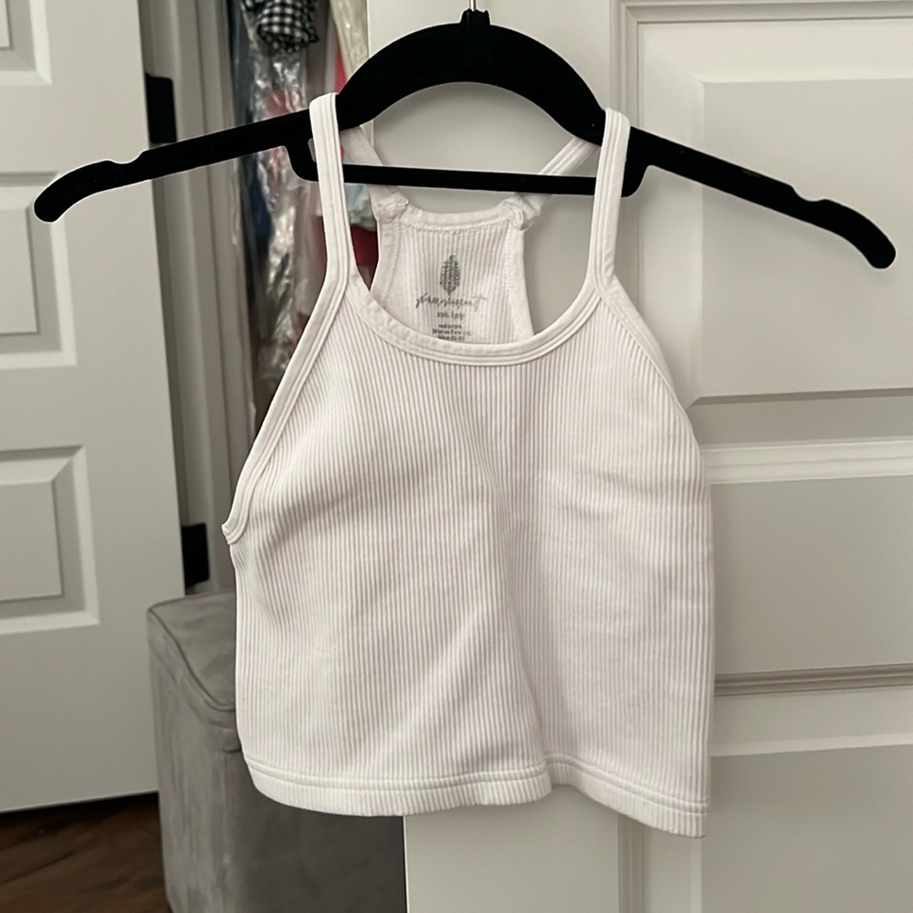 Free People Cropped White Tank Top